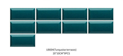 Funlife Nouveauté Carrelage Terrazzo Noir Américain Autocollant Mural Briques Longues Étanche Et Résistant Aux Hautes Températures UB005