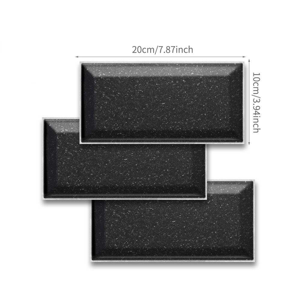 Funlife Nouveauté Carrelage Terrazzo Noir Américain Autocollant Mural Briques Longues Étanche Et Résistant Aux Hautes Températures UB005