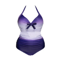Lovely Plus Size Boho Gradient Bow-tie Decoration Red One-piece Swimsuit