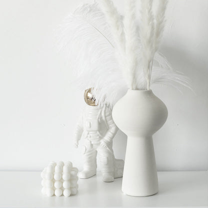 Simple Chinese Style Plain White Ceramic Vase, Elegant Hong Pattern Vase