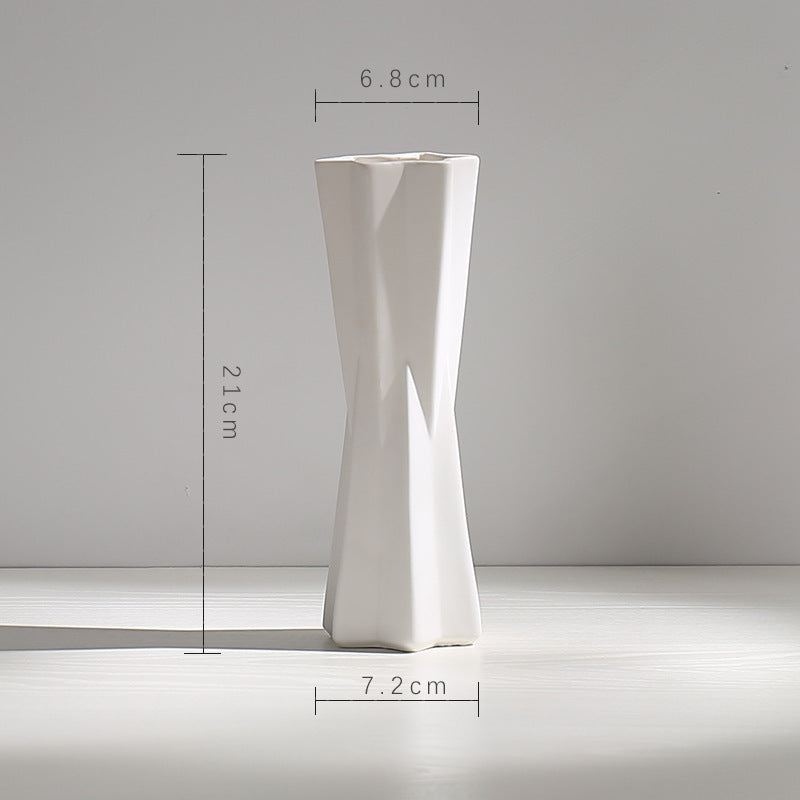 Vase en Céramique Sèche Vent Petit Vase à Fleurs Arrangement Floral Blanc Décoration de Bureau Salon Décoration de la Maison Ornements