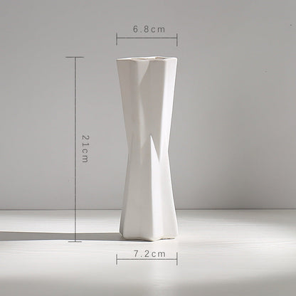 Vase en Céramique Sèche Vent Petit Vase à Fleurs Arrangement Floral Blanc Décoration de Bureau Salon Décoration de la Maison Ornements
