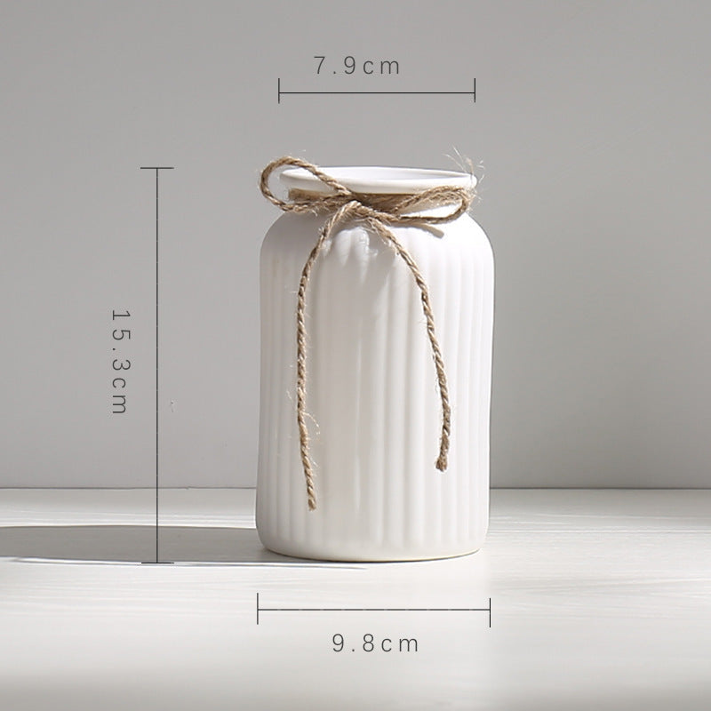 Vase en Céramique Sèche Vent Petit Vase à Fleurs Arrangement Floral Blanc Décoration de Bureau Salon Décoration de la Maison Ornements