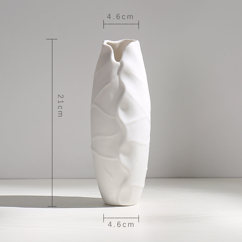 Vase en Céramique Sèche Vent Petit Vase à Fleurs Arrangement Floral Blanc Décoration de Bureau Salon Décoration de la Maison Ornements