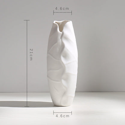 Vase en Céramique Sèche Vent Petit Vase à Fleurs Arrangement Floral Blanc Décoration de Bureau Salon Décoration de la Maison Ornements