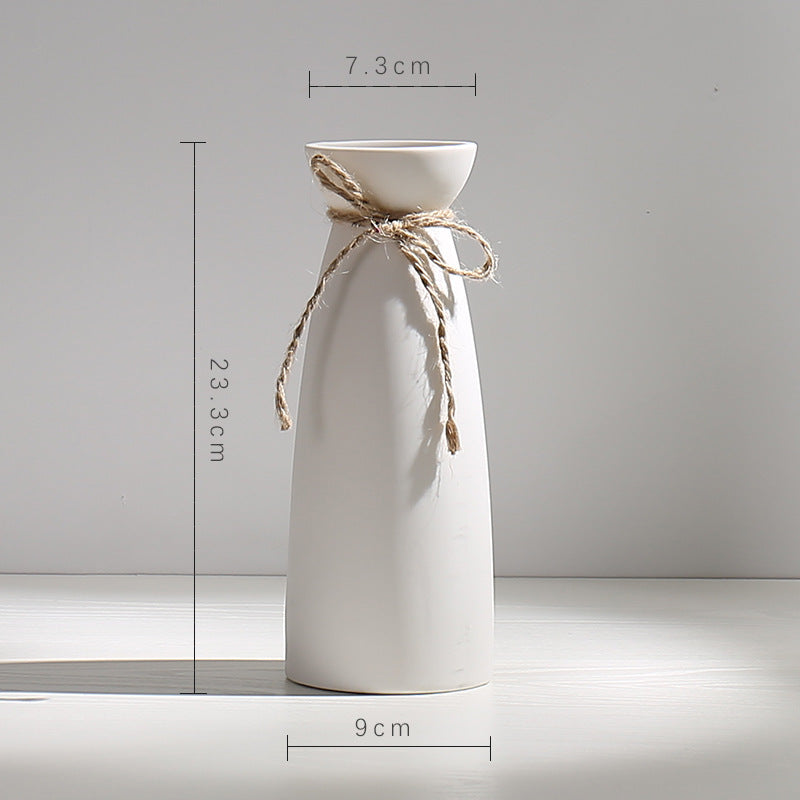 Vase en Céramique Sèche Vent Petit Vase à Fleurs Arrangement Floral Blanc Décoration de Bureau Salon Décoration de la Maison Ornements