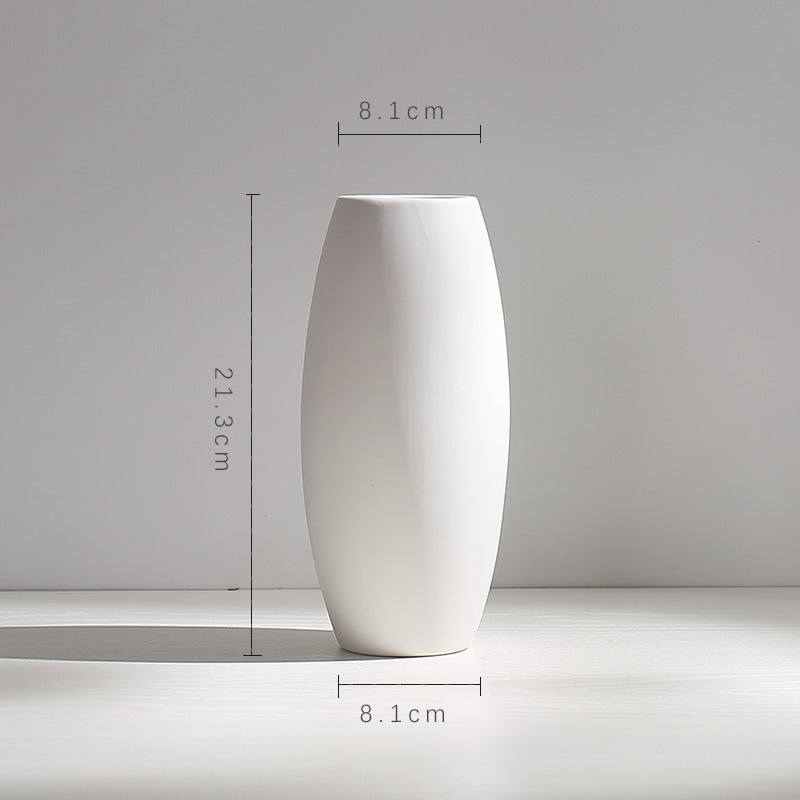 Vase en Céramique Sèche Vent Petit Vase à Fleurs Arrangement Floral Blanc Décoration de Bureau Salon Décoration de la Maison Ornements