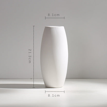 Vase en Céramique Sèche Vent Petit Vase à Fleurs Arrangement Floral Blanc Décoration de Bureau Salon Décoration de la Maison Ornements