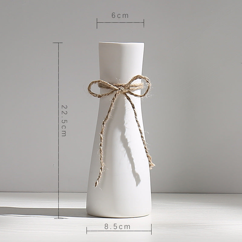 Vase en Céramique Sèche Vent Petit Vase à Fleurs Arrangement Floral Blanc Décoration de Bureau Salon Décoration de la Maison Ornements