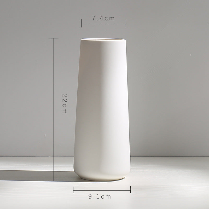 Vase en Céramique Sèche Vent Petit Vase à Fleurs Arrangement Floral Blanc Décoration de Bureau Salon Décoration de la Maison Ornements
