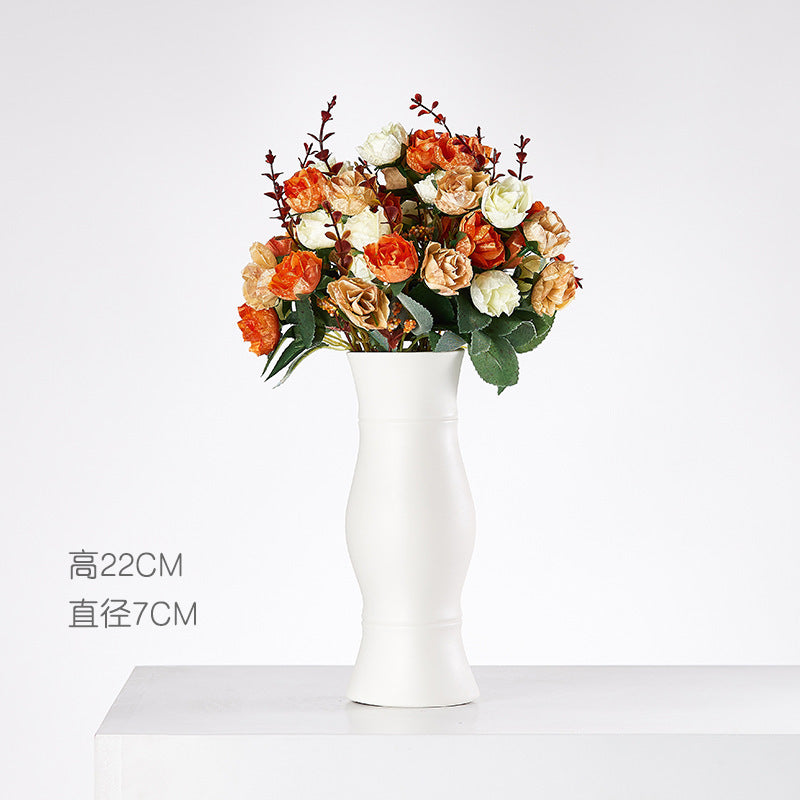 Vase en Céramique Sèche Vent Petit Vase à Fleurs Arrangement Floral Blanc Décoration de Bureau Salon Décoration de la Maison Ornements