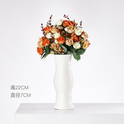 Vase en Céramique Sèche Vent Petit Vase à Fleurs Arrangement Floral Blanc Décoration de Bureau Salon Décoration de la Maison Ornements