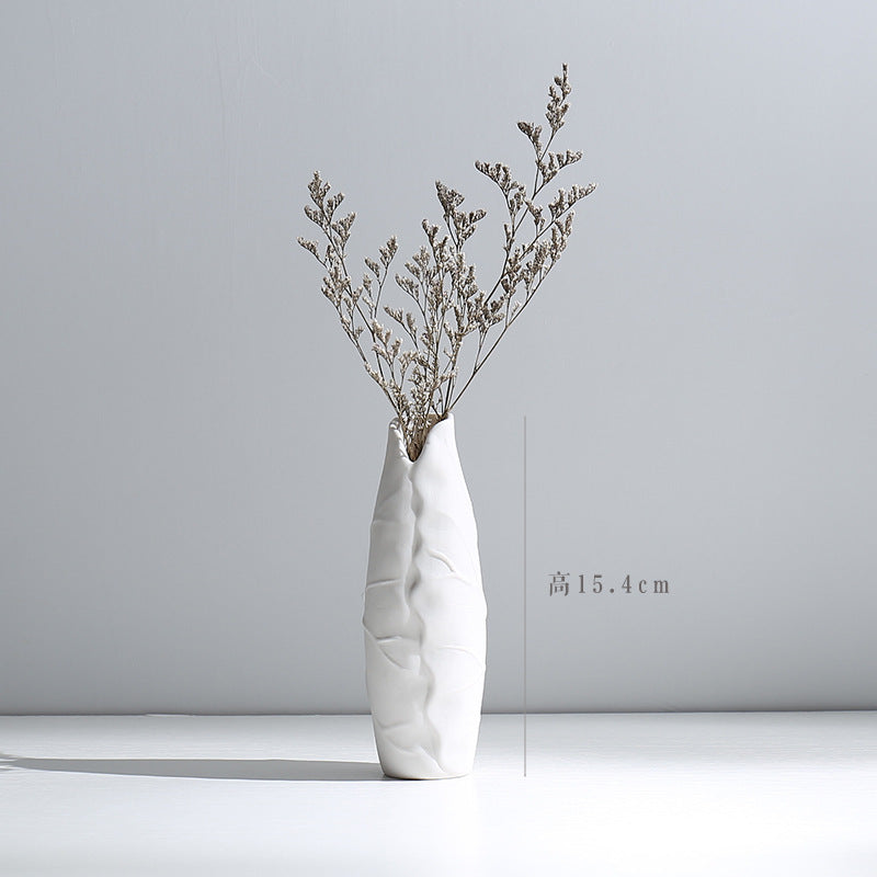 Vase en Céramique Sèche Vent Petit Vase à Fleurs Arrangement Floral Blanc Décoration de Bureau Salon Décoration de la Maison Ornements