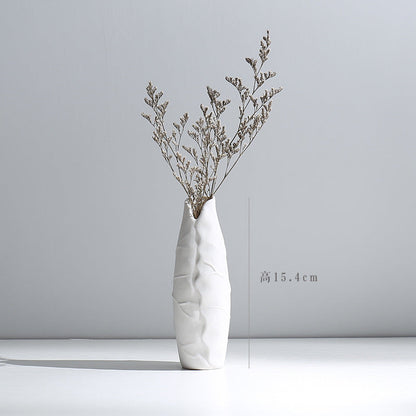 Vase en Céramique Sèche Vent Petit Vase à Fleurs Arrangement Floral Blanc Décoration de Bureau Salon Décoration de la Maison Ornements