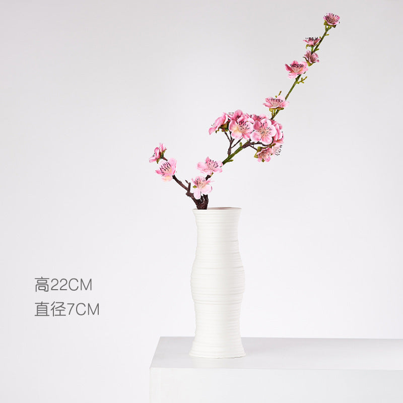 Vase en Céramique Sèche Vent Petit Vase à Fleurs Arrangement Floral Blanc Décoration de Bureau Salon Décoration de la Maison Ornements