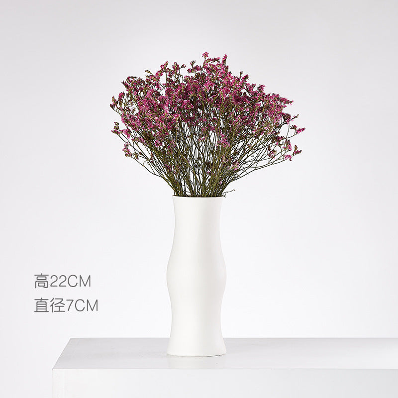 Vase en Céramique Sèche Vent Petit Vase à Fleurs Arrangement Floral Blanc Décoration de Bureau Salon Décoration de la Maison Ornements