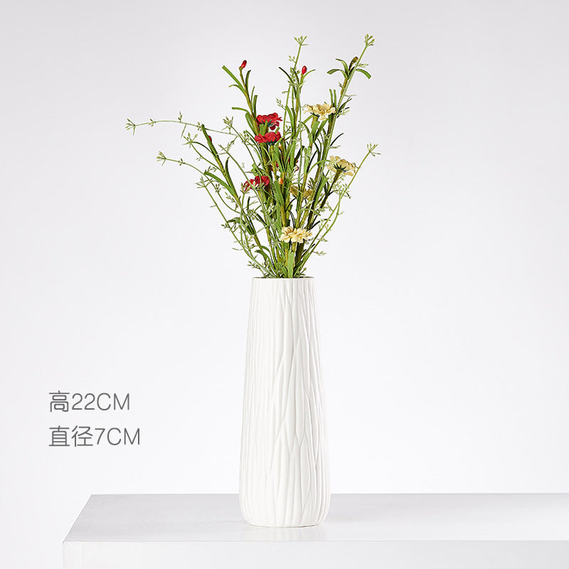 Vase en Céramique Sèche Vent Petit Vase à Fleurs Arrangement Floral Blanc Décoration de Bureau Salon Décoration de la Maison Ornements