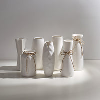 Vase en Céramique Sèche Vent Petit Vase à Fleurs Arrangement Floral Blanc Décoration de Bureau Salon Décoration de la Maison Ornements