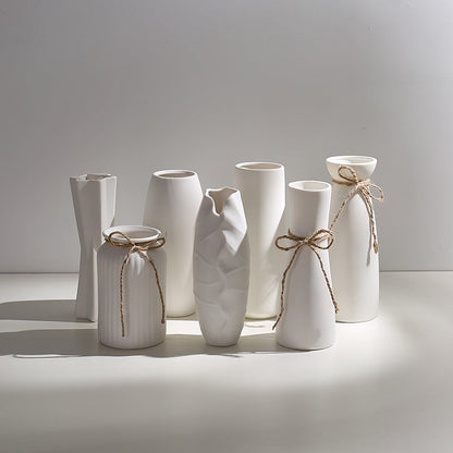 Vase en Céramique Sèche Vent Petit Vase à Fleurs Arrangement Floral Blanc Décoration de Bureau Salon Décoration de la Maison Ornements