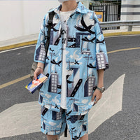 Men’s Casual Loose Suit – Short-Sleeved Shirt & Shorts Set | Sizes M–5XL