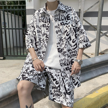 Men’s Casual Loose Suit – Short-Sleeved Shirt & Shorts Set | Sizes M–5XL