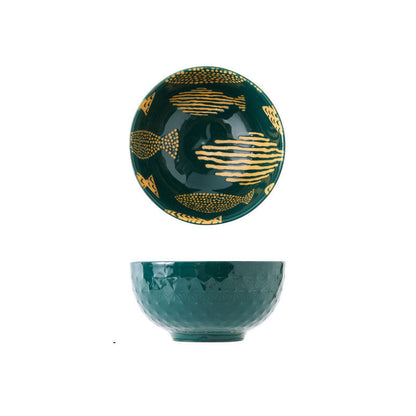 Japanese Relief Hand-painted Underglaze Ceramic Tableware