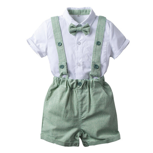 Nuevos Productos de Primavera y Verano Traje de Tirantes para Niños Europeo y Americano Conjunto de Dos Piezas de Caballero