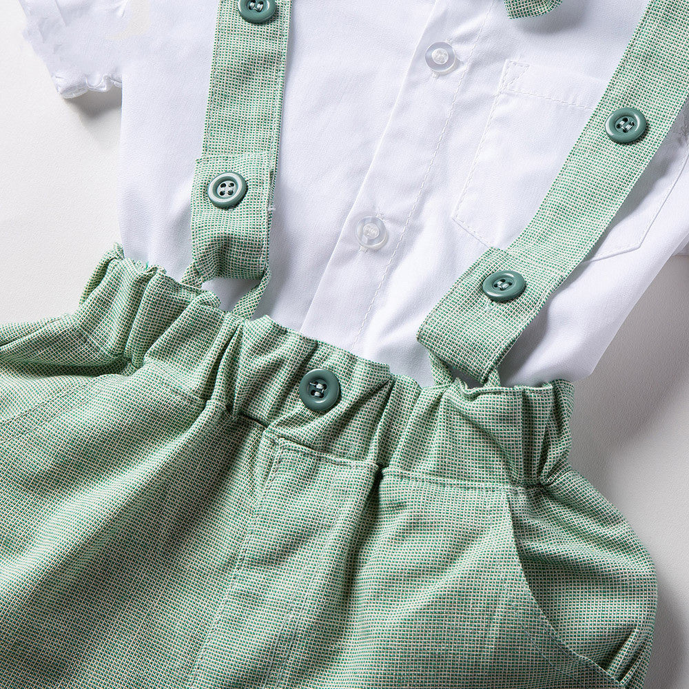 Nouveaux Produits Printemps-Été Ensemble Deux Pièces Gentleman Salopette Short Costume Enfant Européen Et Américain