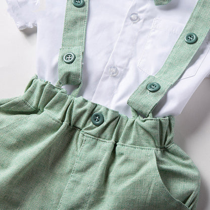 Nouveaux Produits Printemps-Été Ensemble Deux Pièces Gentleman Salopette Short Costume Enfant Européen Et Américain