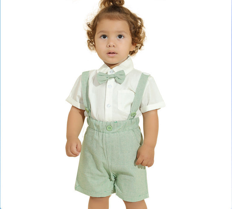 Nouveaux Produits Printemps-Été Ensemble Deux Pièces Gentleman Salopette Short Costume Enfant Européen Et Américain