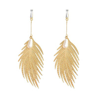 Boucles d'oreilles pendantes Feuille creuse Perle Nouveau tempérament coréen pour femme
