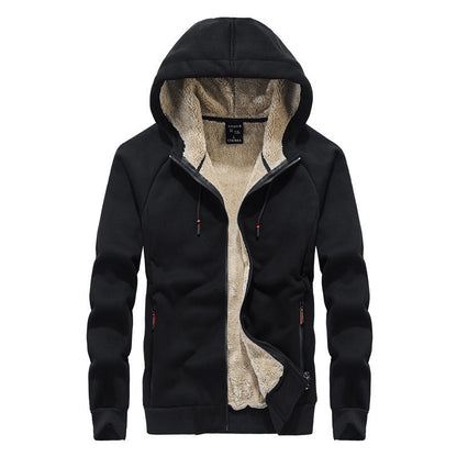 Men's New Hooded Plus Velvet Plus Size Cardigan Sweater Zipper Top