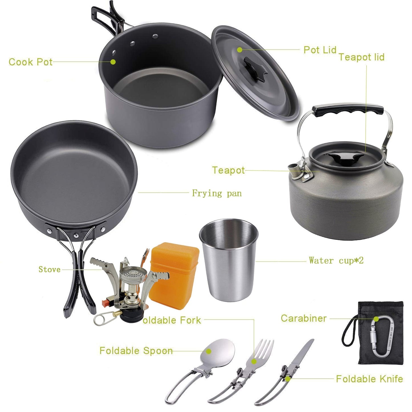 Bouilloire de camping portable – Cuisinière extérieure en aluminium anodisé dur avec poignée résistante à la chaleur | Théière de randonnée légère et compacte : Nouvelle édition