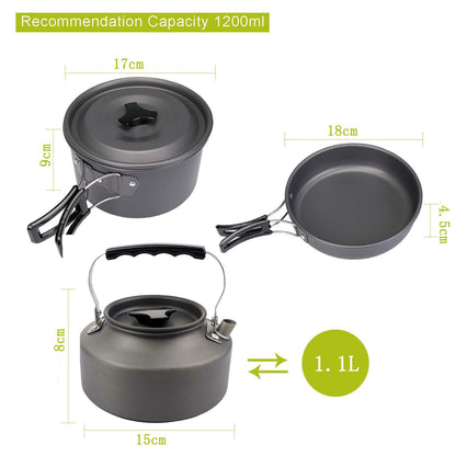 Bouilloire de camping portable – Cuisinière extérieure en aluminium anodisé dur avec poignée résistante à la chaleur | Théière de randonnée légère et compacte : Nouvelle édition