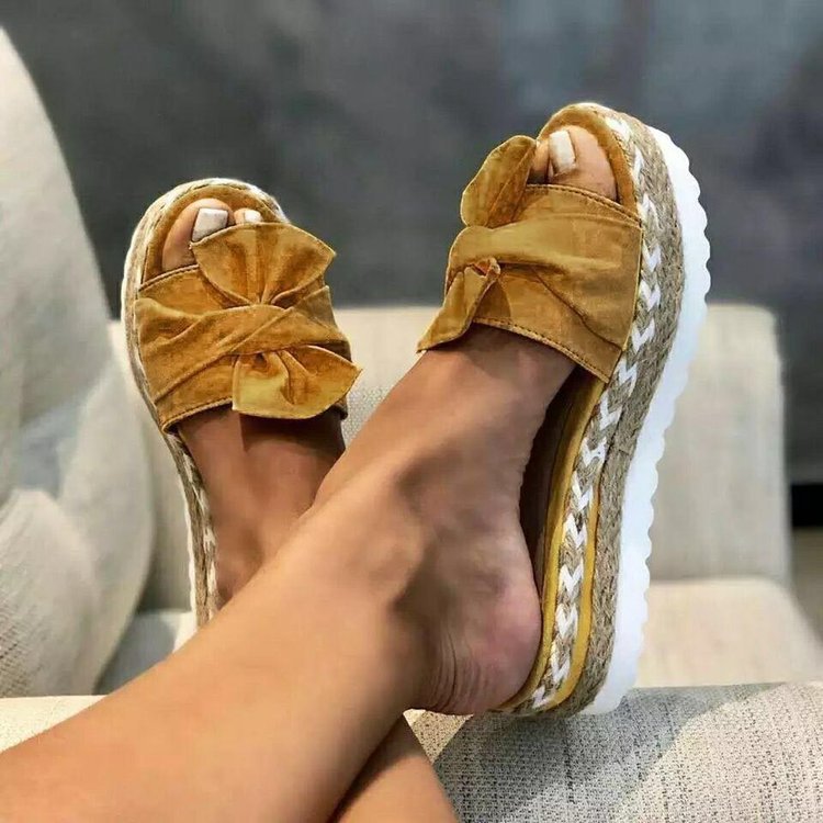 Women Bow Slippers Platform Shoes