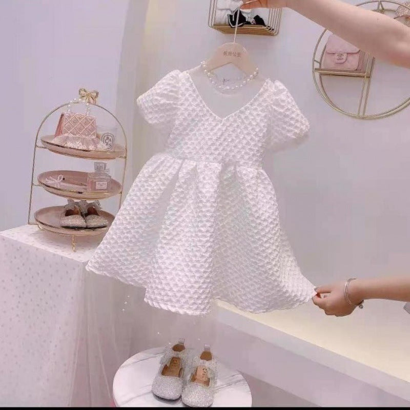 Vestido de verano para niña, versión coreana del nuevo vestido de princesa para niños, vestido de cumpleaños estilo occidental, falda de manga corta