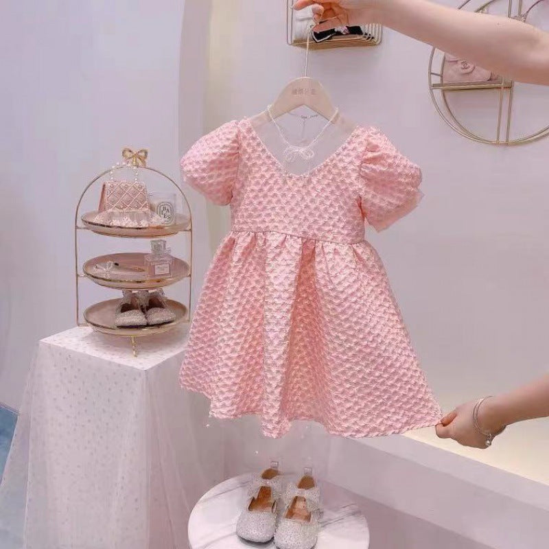 Vestido de verano para niña, versión coreana del nuevo vestido de princesa para niños, vestido de cumpleaños estilo occidental, falda de manga corta