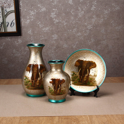 Creative Wedding Gift Home Furnishings Retro Ceramic Vase Living Room Three-Piece Wine Cabinet Decoration Ornaments