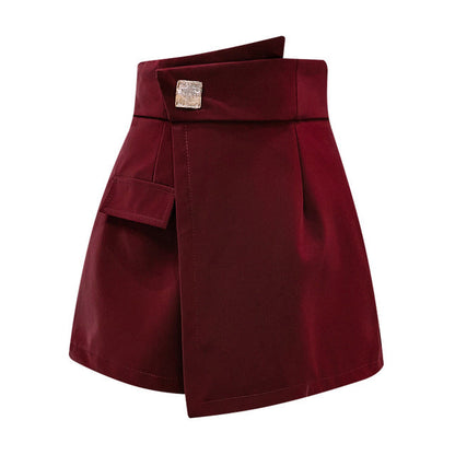 S-XL Skirt Shorts Plus Size High Waist Irregular Wide Skirt