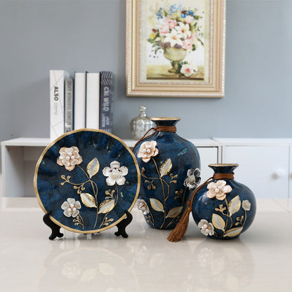 Creative Wedding Gift Home Furnishings Retro Ceramic Vase Living Room Three-Piece Wine Cabinet Decoration Ornaments
