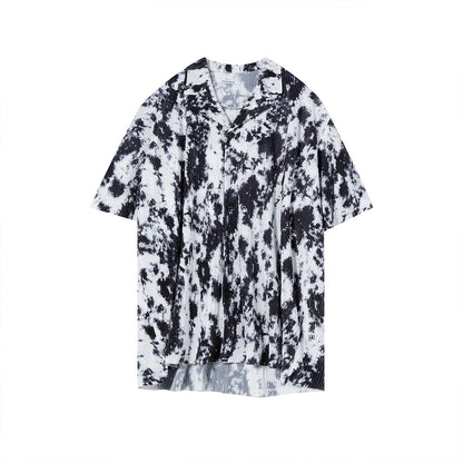 Products Trendy Korean Ins Loose And Handsome Retro Pattern Drape Shirt Men