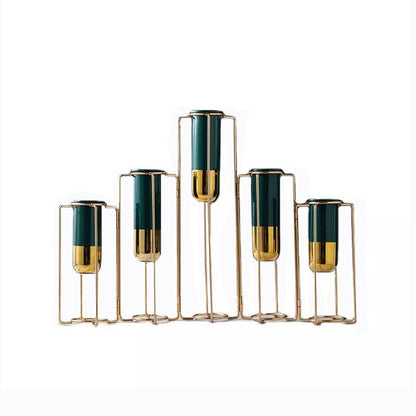 Vase en céramique et éprouvette en métal de style nordique créatif, petite décoration de table transparente pour aménagement de salon