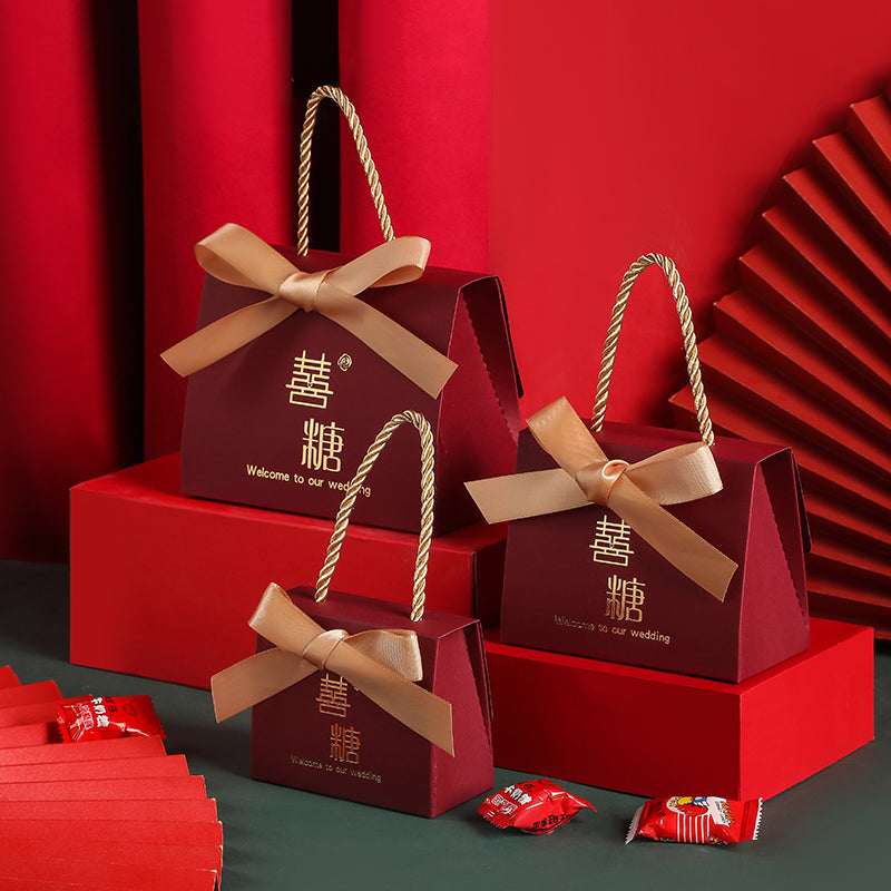 Boîte à bonbons de mariage Portable Boîte cadeau de mariage de style chinois