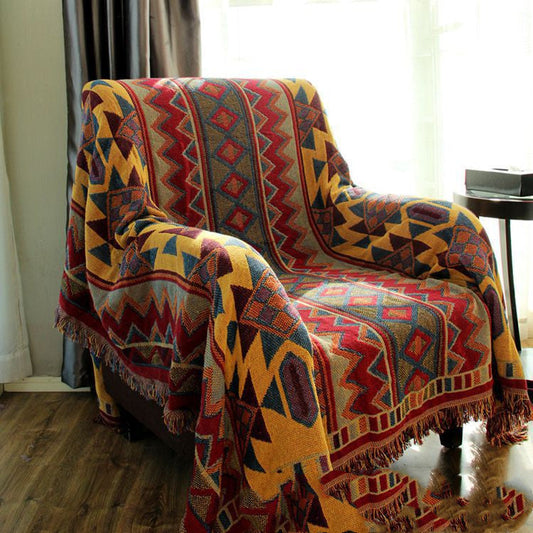 Couverture de lit bohème Couvre-lit Tapisserie géométrique Couverture de canapé