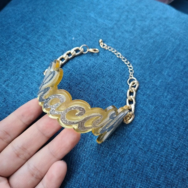 Juego de Pulseras de Nombre con Empalme Acrílico de Doble Capa para Mujer