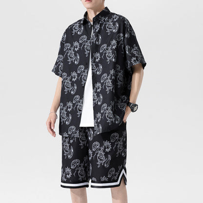 Ensemble d'été pour homme, costume tendance et élégant, trois pièces, avec short et manches courtes