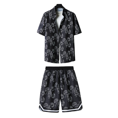 Ensemble d'été pour homme, costume tendance et élégant, trois pièces, avec short et manches courtes