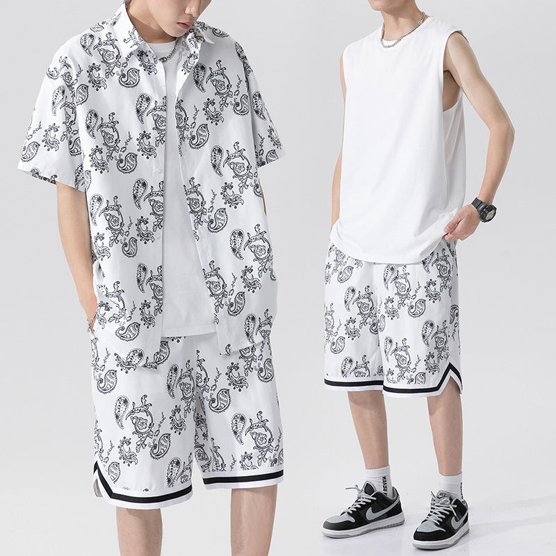 Ensemble d'été pour homme, costume tendance et élégant, trois pièces, avec short et manches courtes