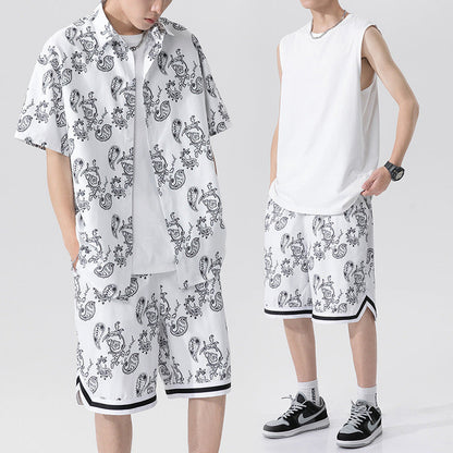 Ensemble d'été pour homme, costume tendance et élégant, trois pièces, avec short et manches courtes