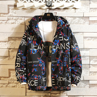 Men's Loose Plus Size Cardigan Printed Jacket